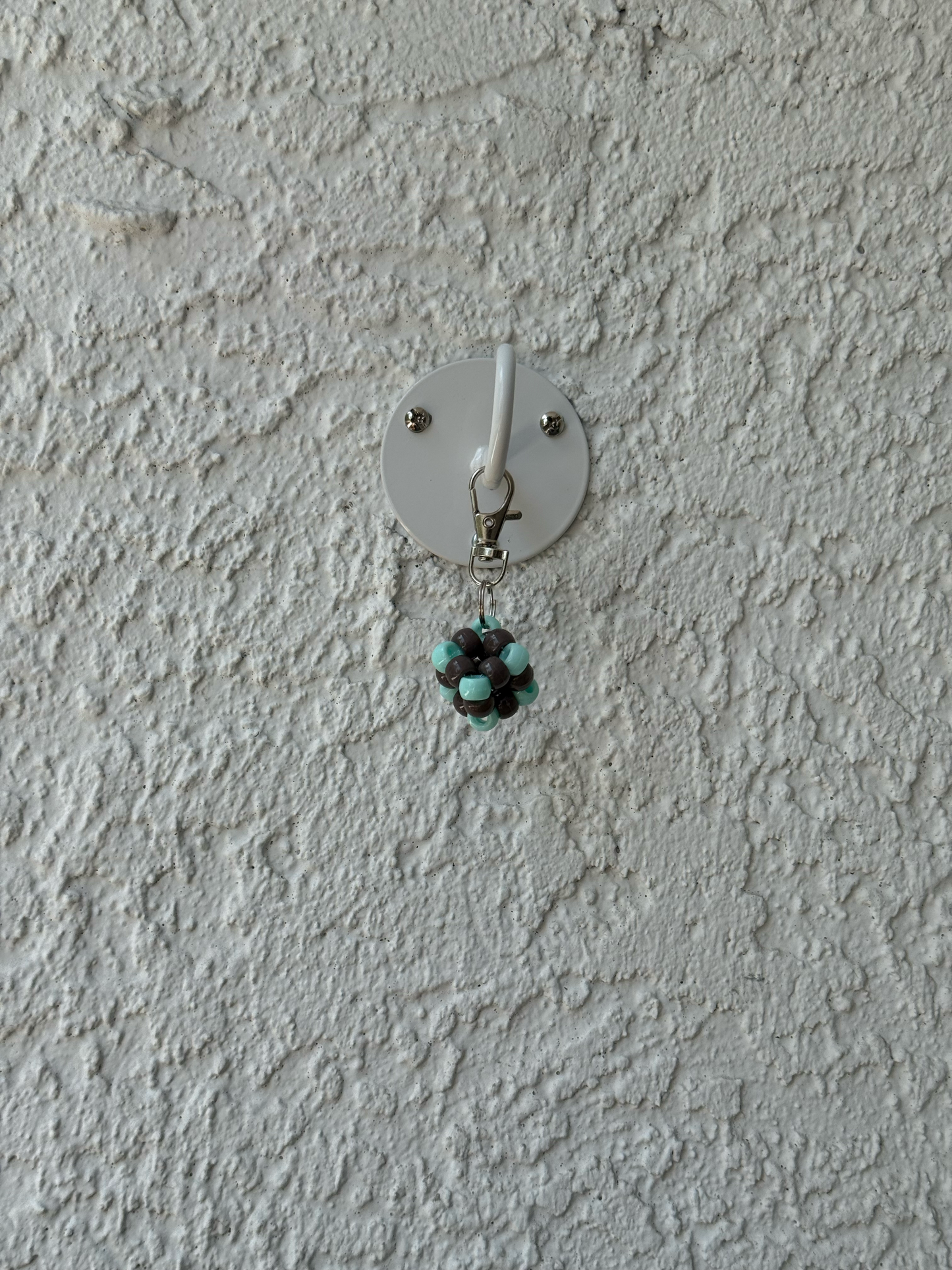 Pony Bead Cube Charm - Brown and Light Blue