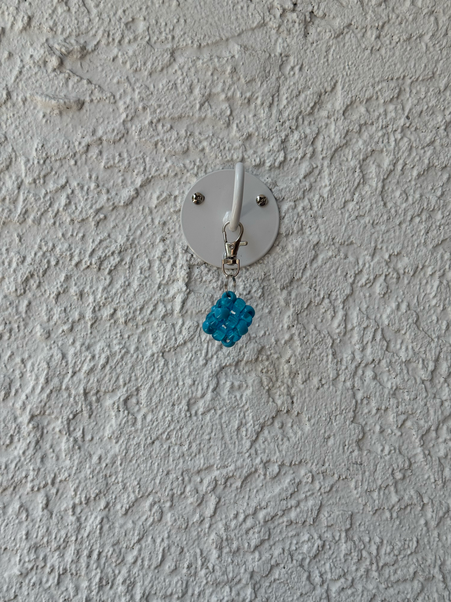 Pony Bead Cube Charm - Clear Blue and Blue