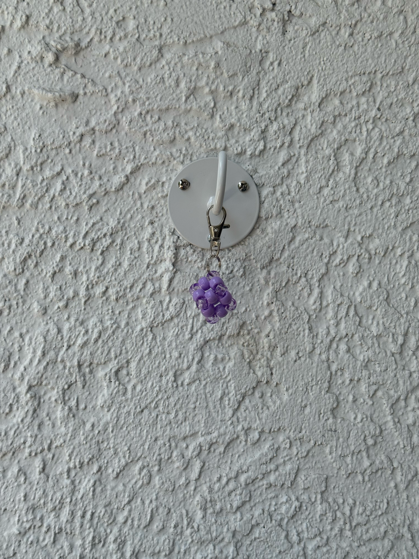 Pony Bead Cube Charm - Clear Purple and Purple