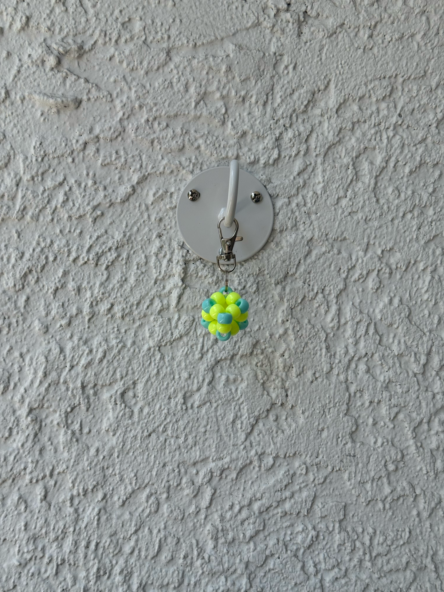 Pony Bead Cube Charm - Neon Yellow and Mint