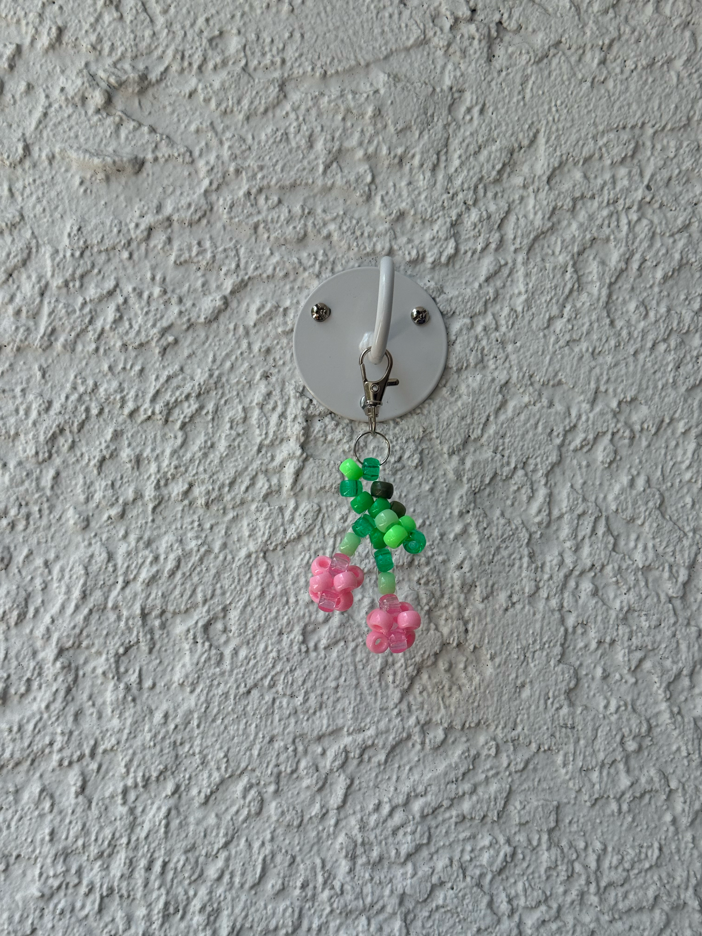 Pony Bead Cherry Charm - Light Pink Mixed Stem