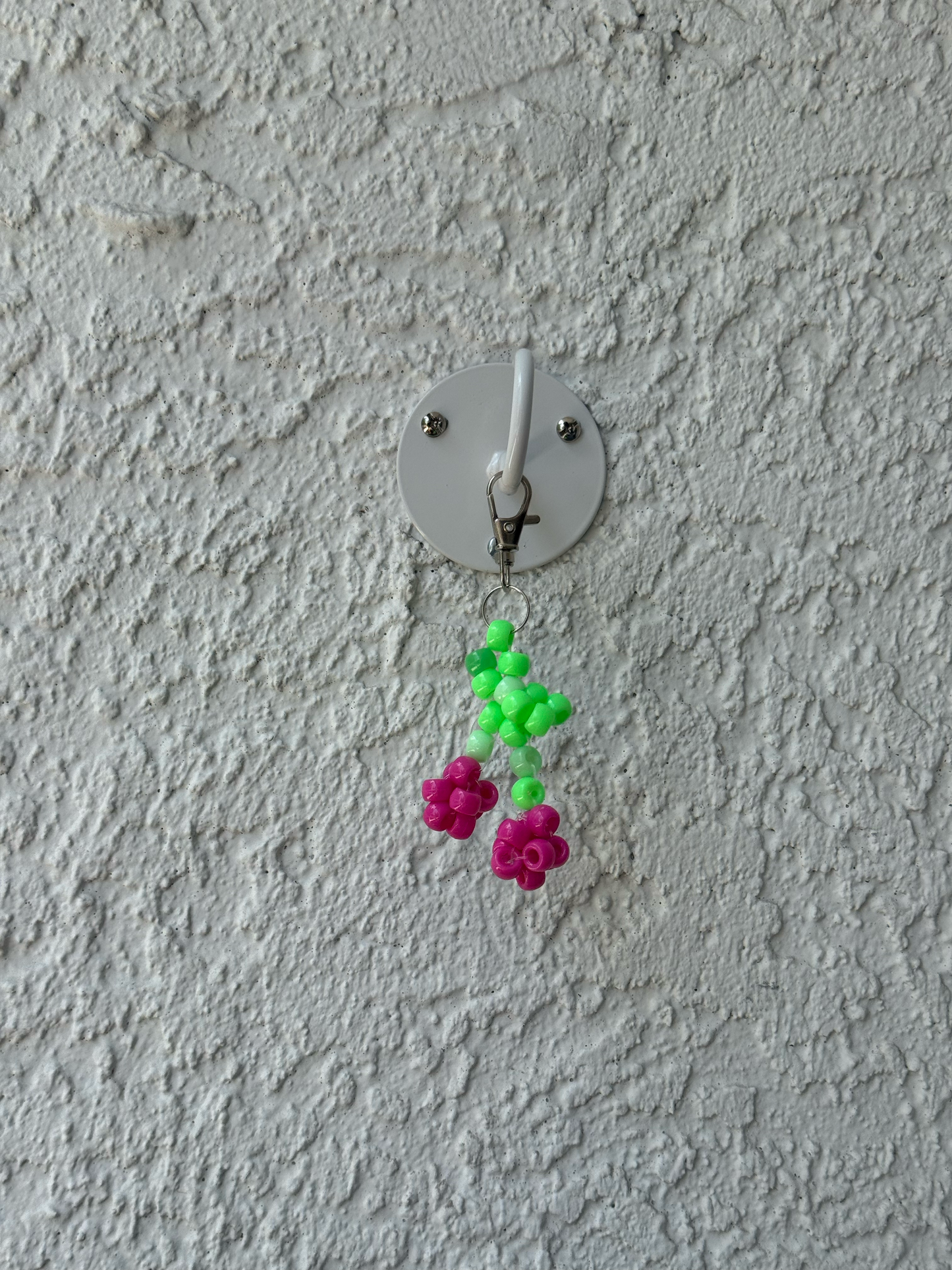 Pony Bead Cherry Charm - Multi Neon Green Stem
