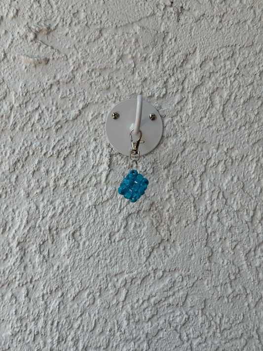 Pony Bead Cube Charm - Clear Blue and Blue