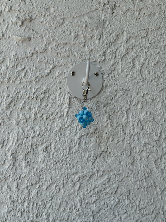 Pony Bead Cube Charm - Clear Light Blue and Light Blue
