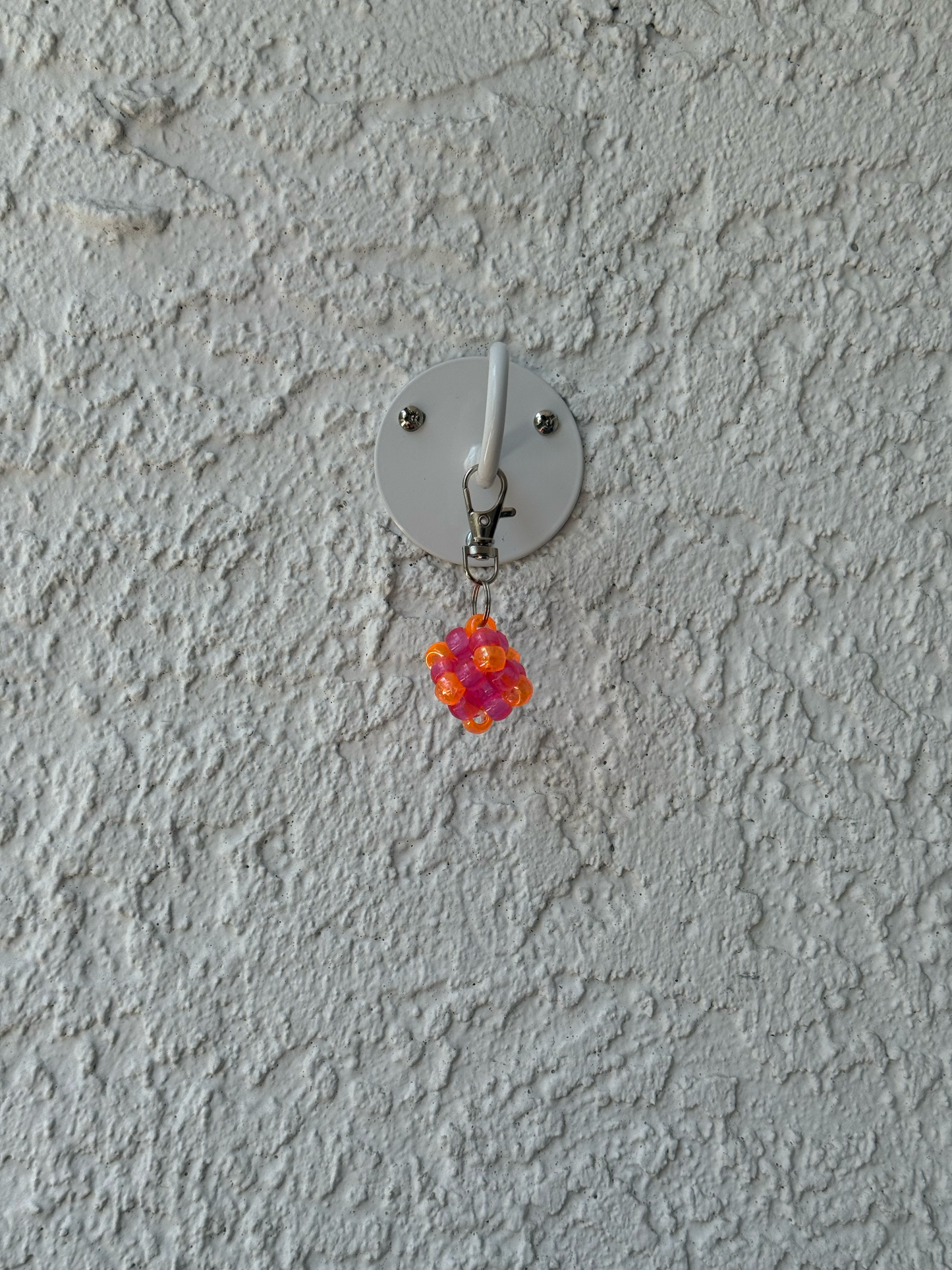 Pony Bead Cube Charm - Clear Magenta Clear Orange