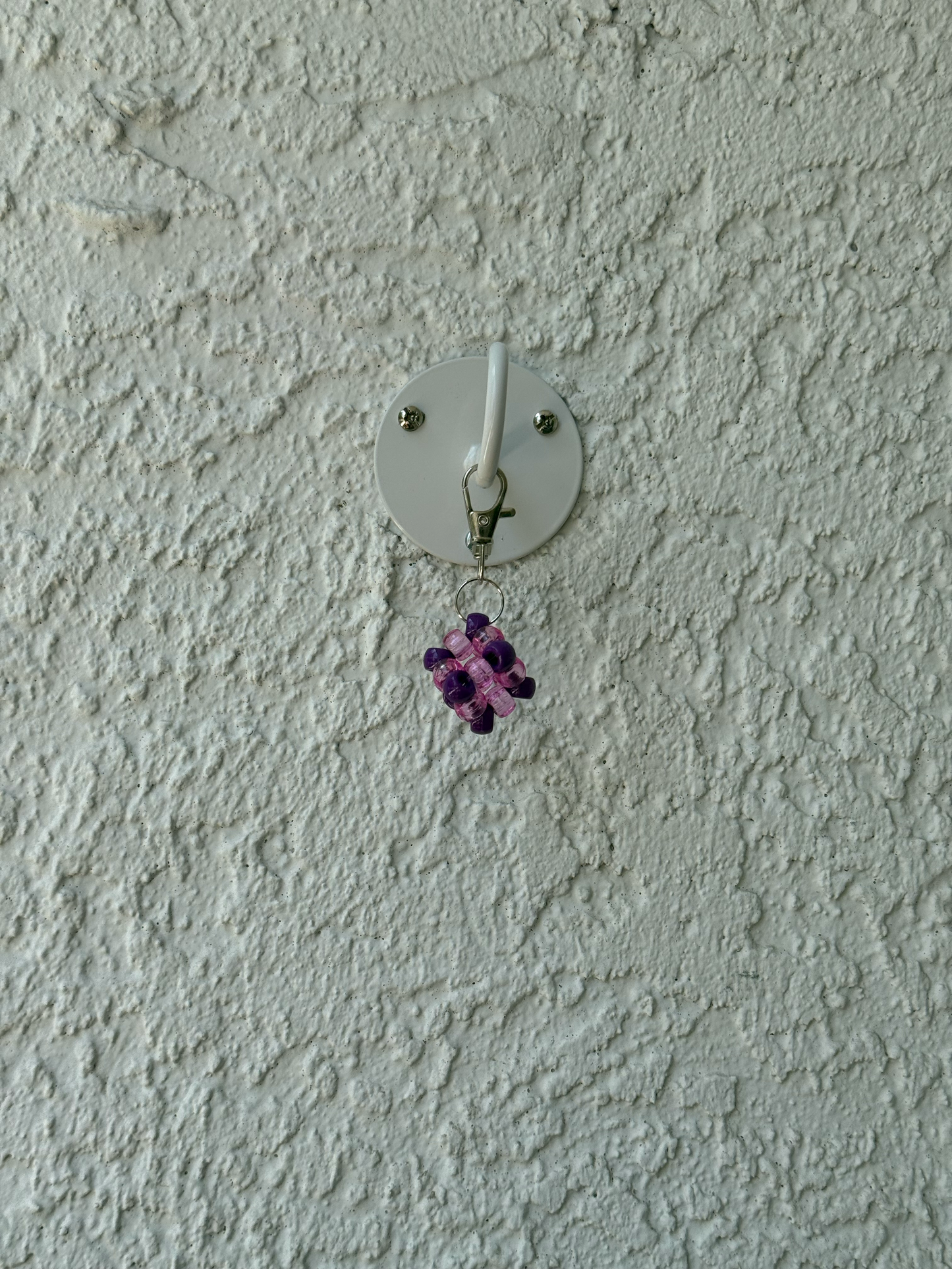 Pony Bead Cube Charm - Clear Pink and Purple