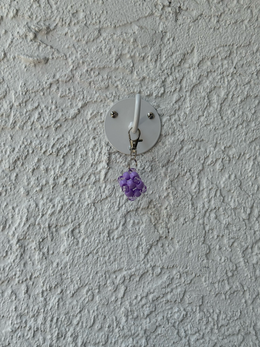 Pony Bead Cube Charm - Clear Purple and Purple
