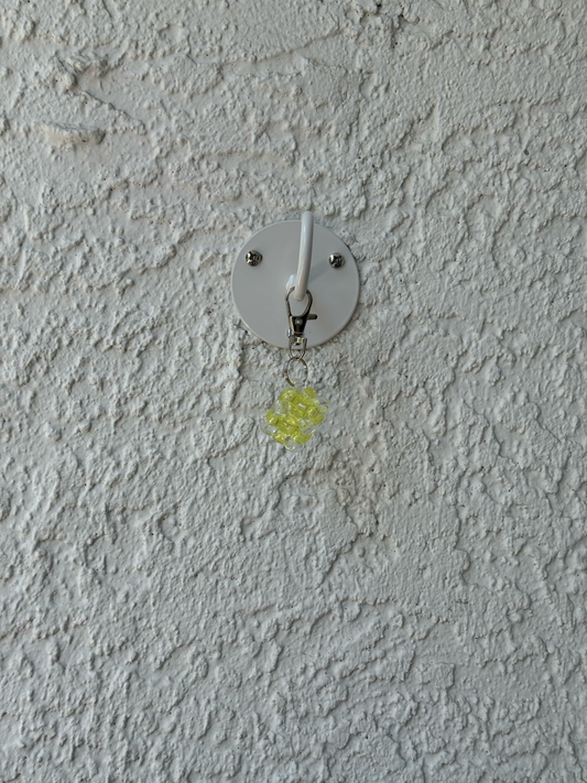 Pony Bead Cube Charm - Clear Yellow and Clear