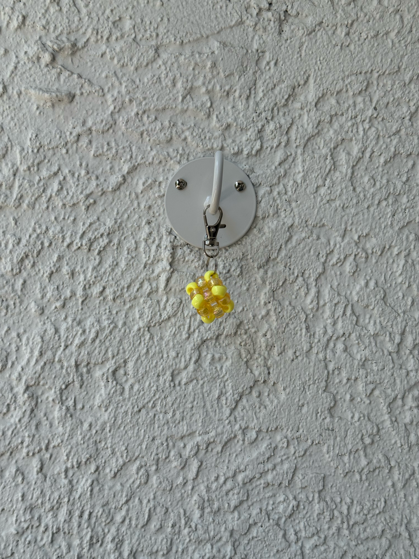 Pony Bead Cube Charm - Clear Yellow and Yellow