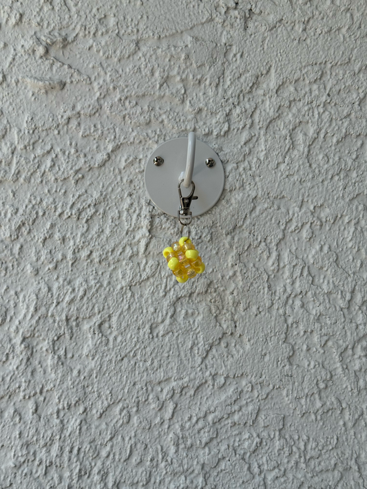 Pony Bead Cube Charm - Clear Yellow and Yellow