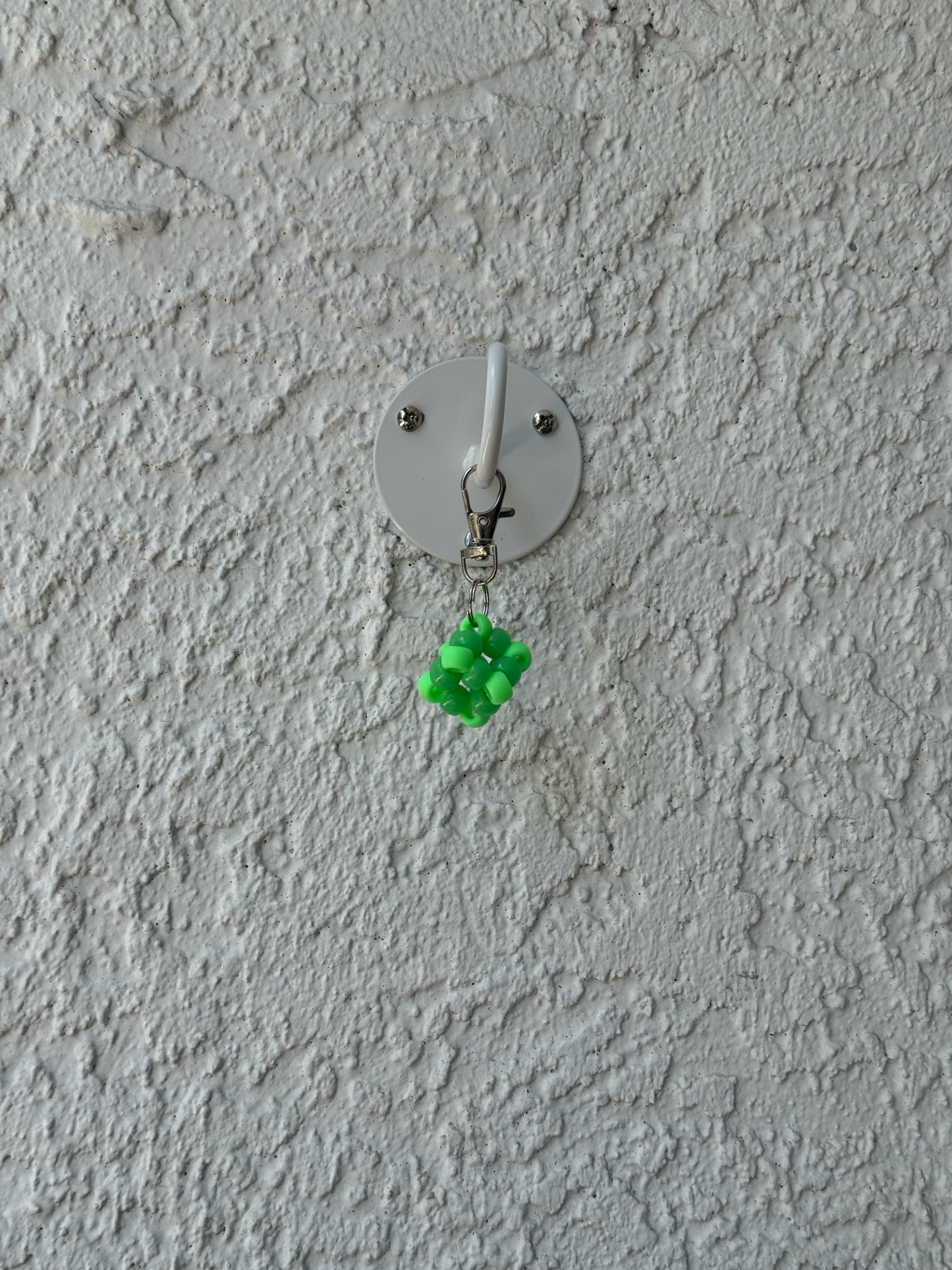 Pony Bead Cube Charm - Light Green and Lime Green