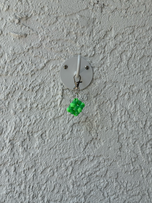 Pony Bead Cube Charm - Light Green and Lime Green