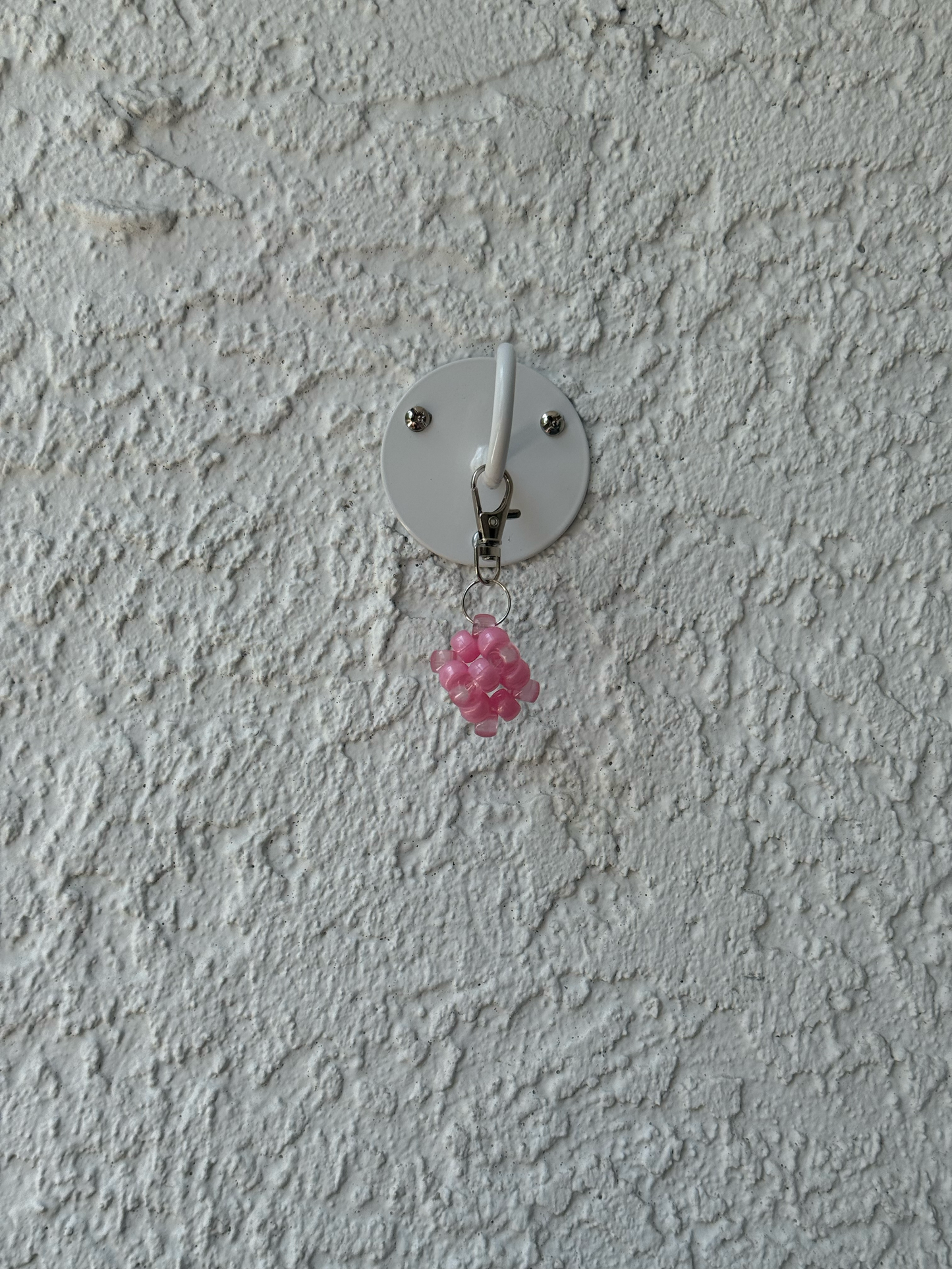 Pony Bead Cube Charm - Light Pink and Clear