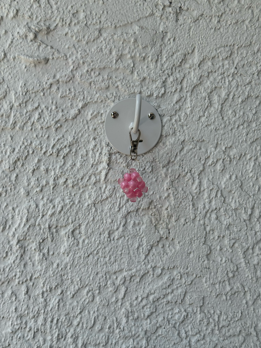 Pony Bead Cube Charm - Light Pink and Clear