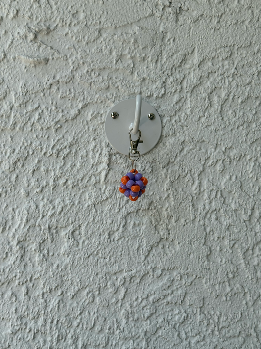 Pony Bead Cube Charm - Light Purple and Orange