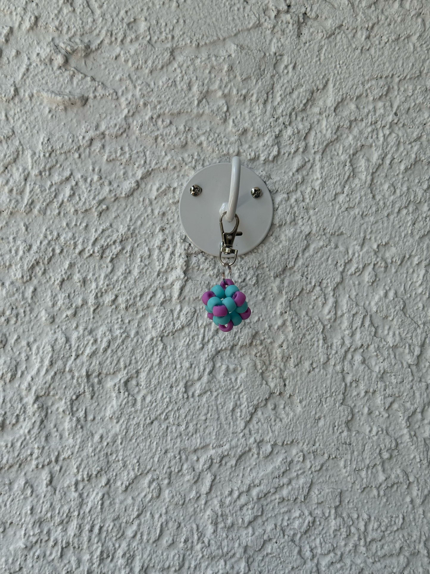 Pony Bead Cube Charm - Matte Pink and Purple