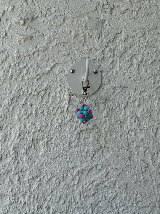 Pony Bead Cube Charm - Matte Pink and Purple