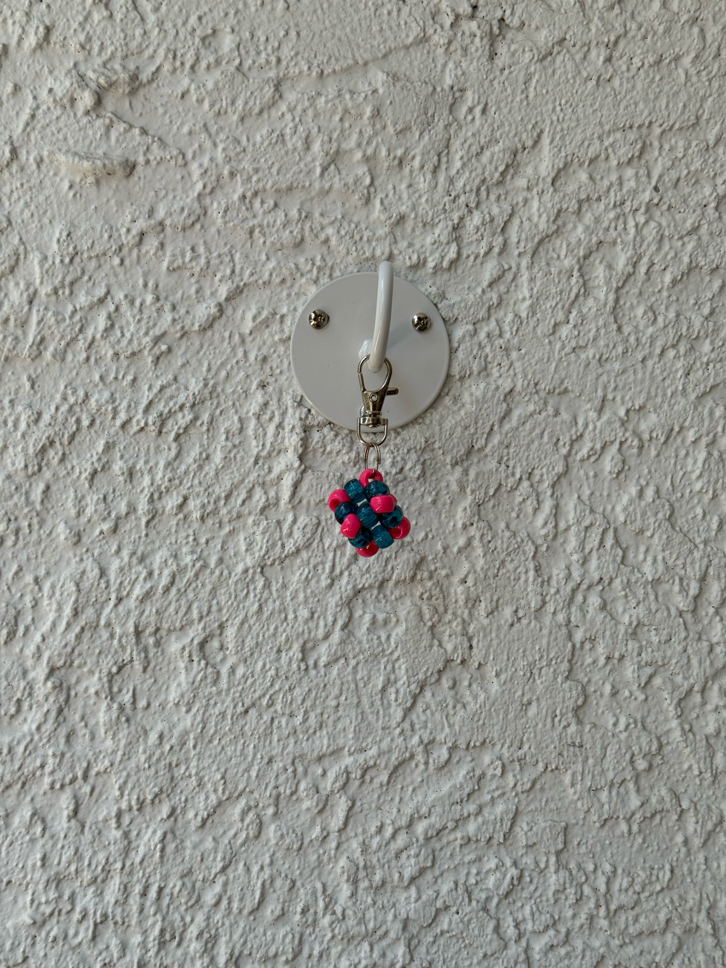 Pony Bead Cube Charm - Neon Pink and Blue