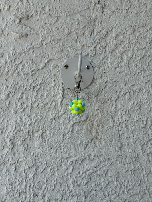 Pony Bead Cube Charm - Neon Yellow and Mint