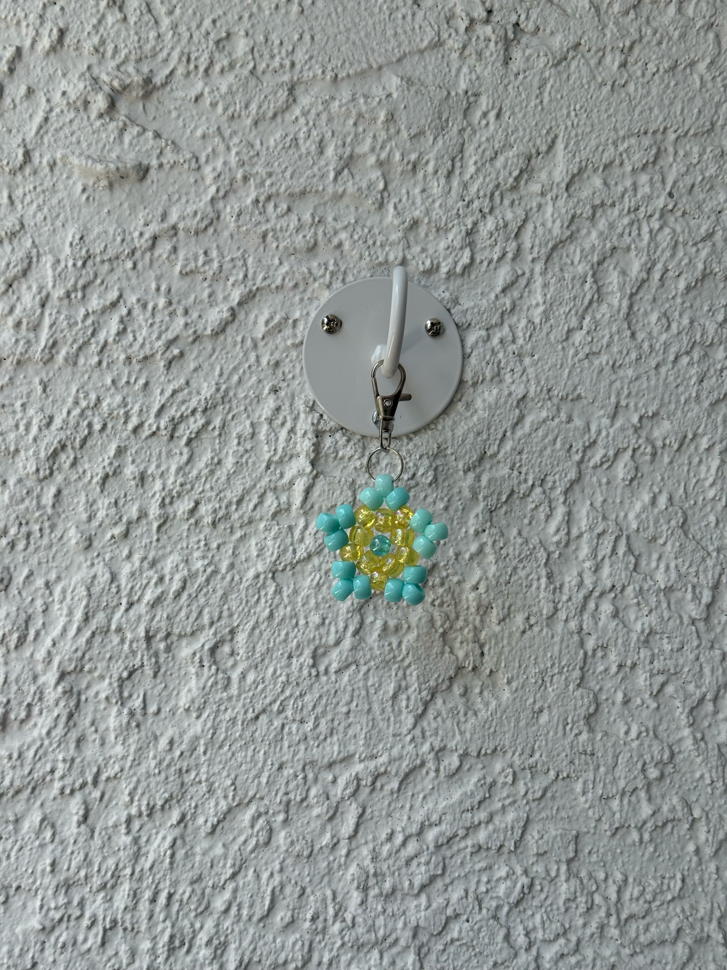 Pony Bead Star Charm - Light Blue and Clear Yellow