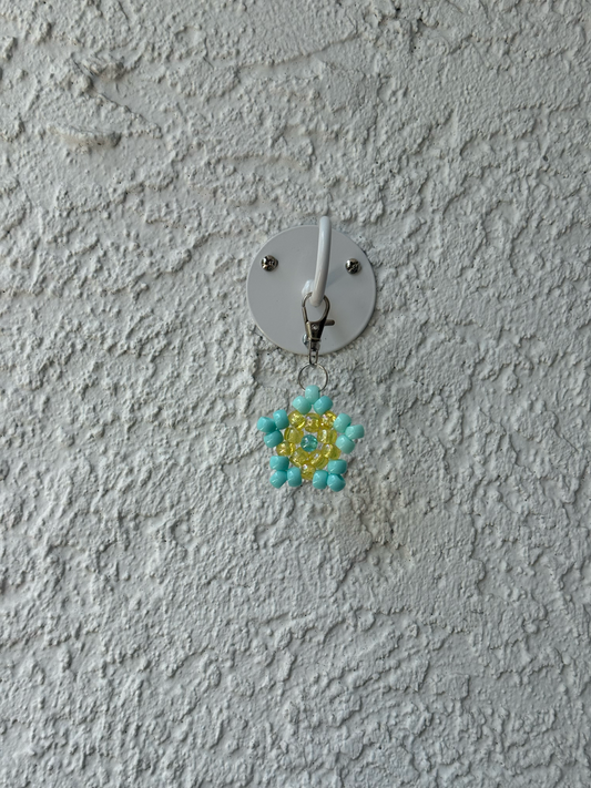 Pony Bead Star Charm - Light Blue and Clear Yellow