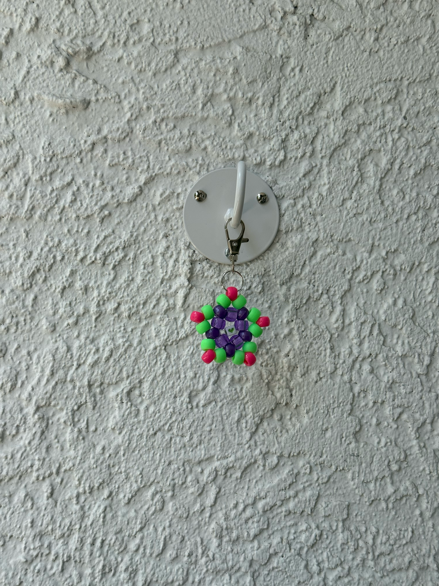 Pony Bead Star Charm - Purple Neon Pink and Green