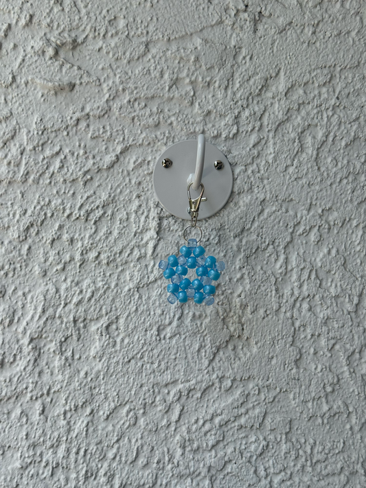 Pony Bead Star Charm - Sparkly Clear and Blue